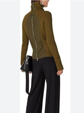 KF/KaufmanFranco Collective Rent The Runway Zip Back Sweater XS Green ribbed